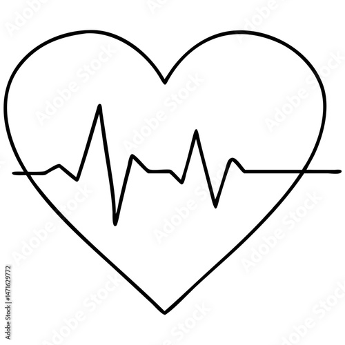 Minimal heartbeat vector icon silhouette design representing cardiac rhythm and vitality