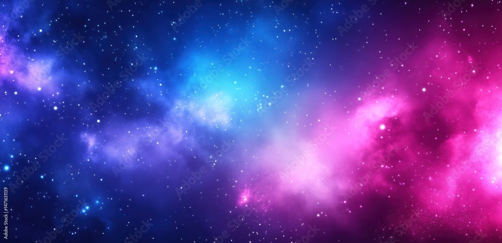 Naklejka premium An awe inspiring galaxy of purple, blue, and pink hues with dazzling stars