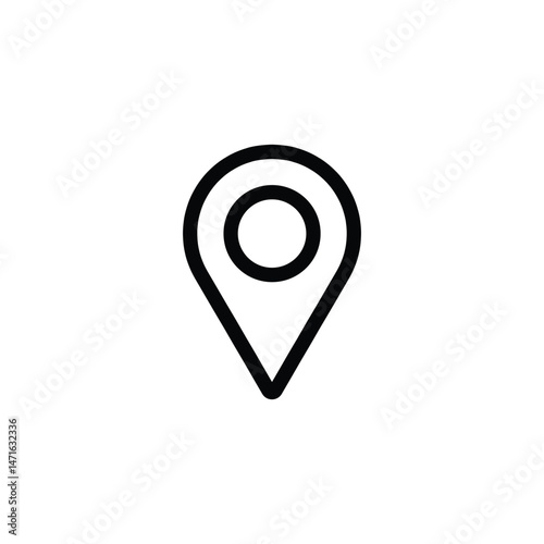 Location or map pin line art icon symbol isolated on white background. vector illustration