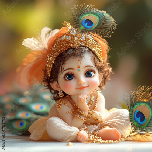 A cute and adorable little Lord Krishna photo