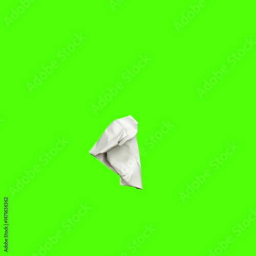 crumpled paper ball on green background, green screen robot, green screen with alpha, green screen with alpha channel