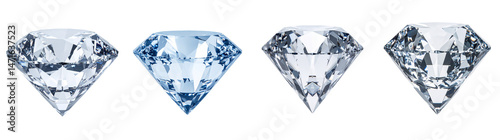 Diamond Gems Collection Luxury Brilliant Precious Stones Isolated Transparent Background