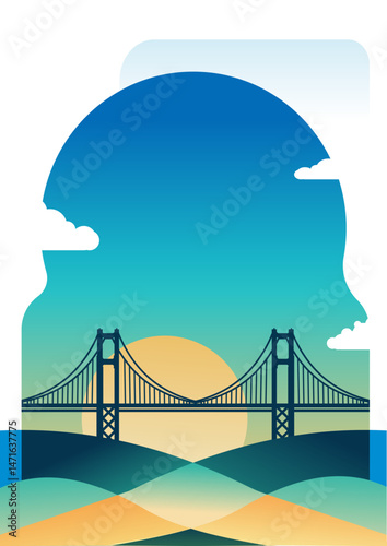 bridge, San Francisco – poster, card, vector illustration