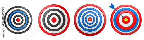 Collection of Target Boards with Arrows Isolated on Transparent Background PNG Cutout