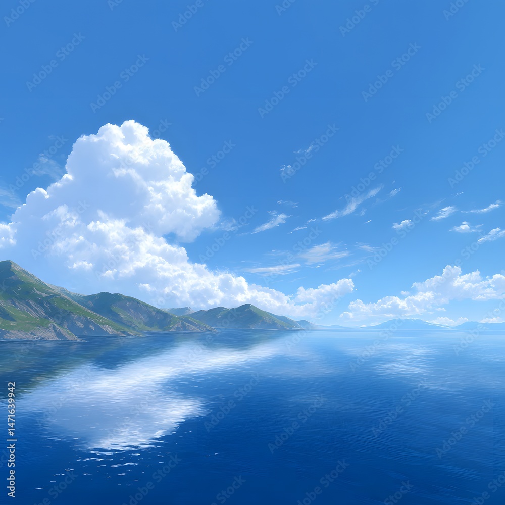 Fototapeta premium sky blue sea landscape, sunny days, generation AI 