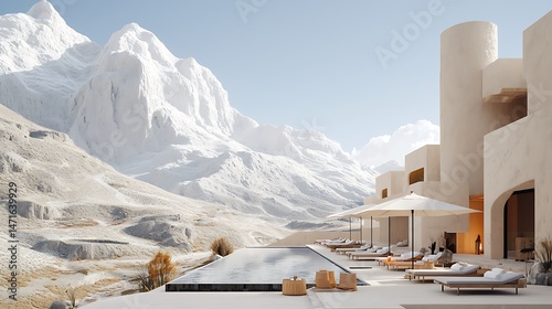 Mountaintop resort pool.  Modern, minimalist, luxury