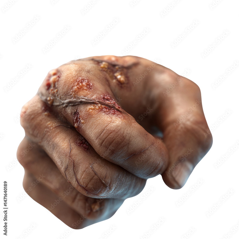 Naklejka premium Halloween themed transparent background of a gruesome fist spooky imagery dark environment eerie concept