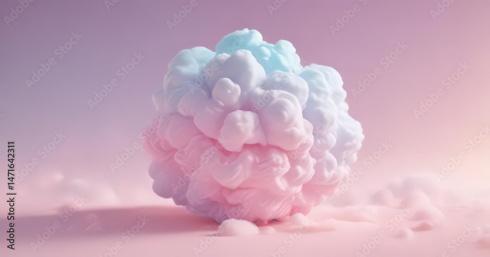 Fototapeta premium Dreamy pastel gradient, soft cotton candy hues , fluffy, airy