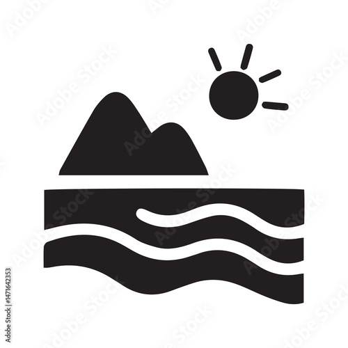 Beach, Palm Tree, Surfing, Summer Silhouette Vector Art Collection photo