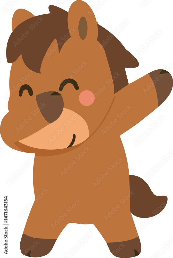 Obraz premium Cute dabbing horse cool cartoon animal