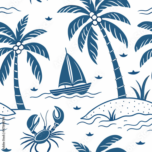 tropical island with palm trees