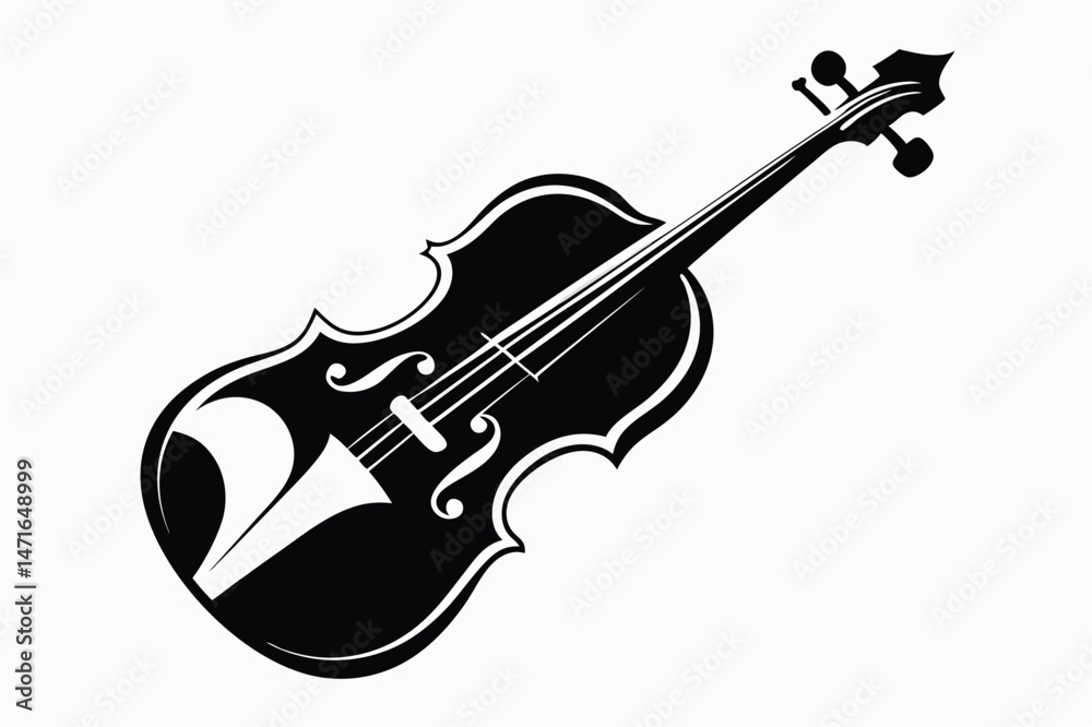Fototapeta premium Striking monochrome violin showcases elegant curves and detailed musical instrument features beautifully