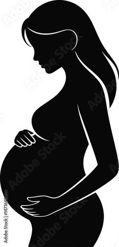 Silhouette of Expectation: A serene silhouette captures the beauty and anticipation of pregnancy, tenderly highlighting the maternal bond and the miracle of new life.