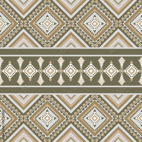 Geometric ethnic seamless pattern with tribal motifs in brown and beige colors. Ideas for wallpaper, wrapping, textiles, and elaborate borders.