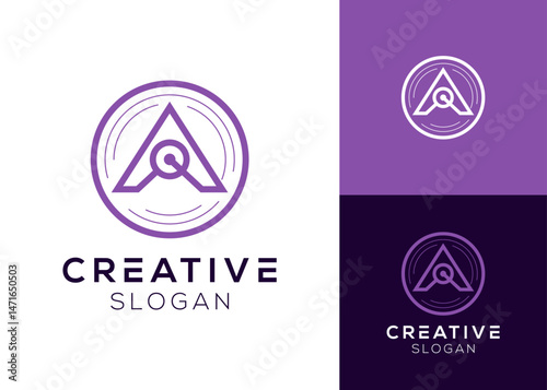 Letter A with turntable or vinyl logo design for music player