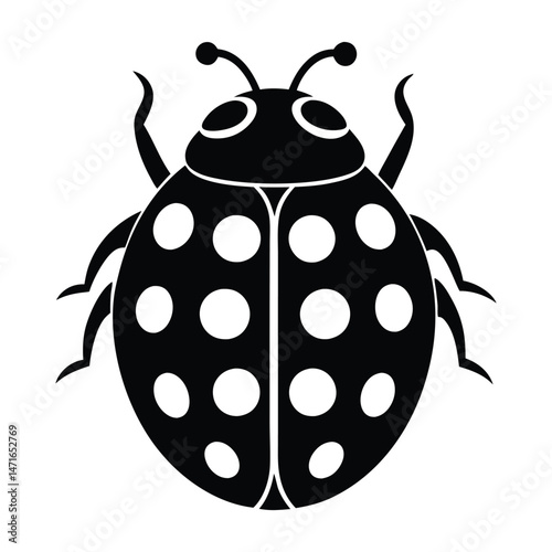 ladybug silhouette vector illustration black and white 
