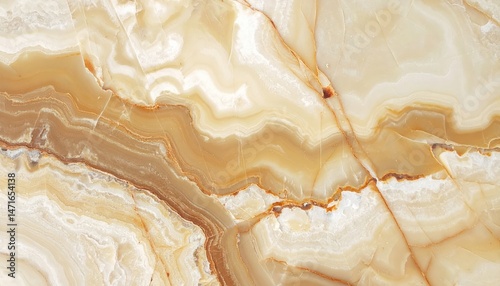 Veined agate exhibits bands of creamy yellow, amber, and translucent white, showcasing swirling patterns in a close-up view.