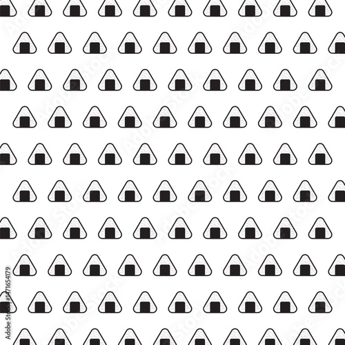 black and white icons set, pattern of onigiri, seamless pattern with onigiri