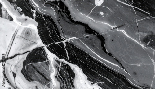 Swirling black and white marble patterns evoke a sense of natural elegance and timeless beauty.