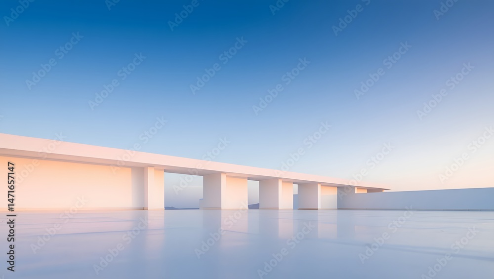 Fototapeta premium Minimalist Architectural Rooftop at Dawn