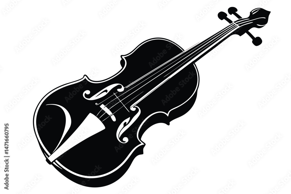 Obraz premium A minimalist black and white violin illustration creates a striking musical artwork