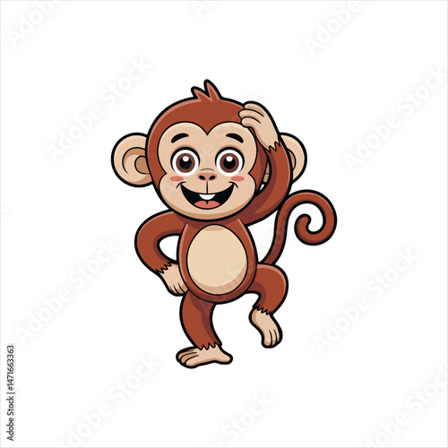 monkey  is a  cute smiling with dance