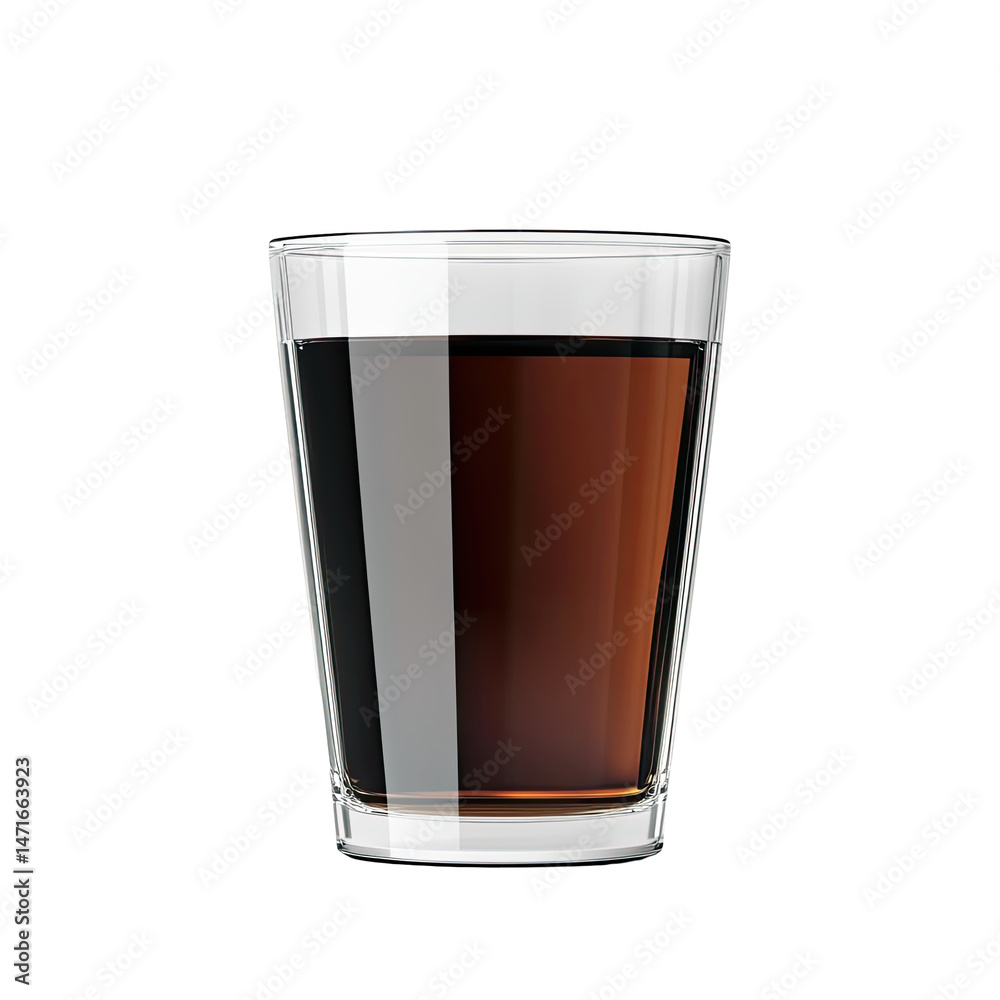 Transparent glass cup filled with dark liquid Transparent glass cup filled with dark liquid