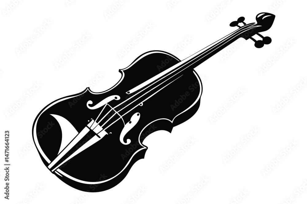 Obraz premium Detailed violin is shown in black and white colors with precise line work