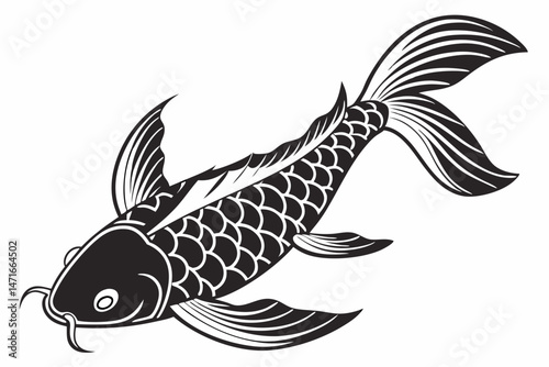 koi fish sihouette black vector