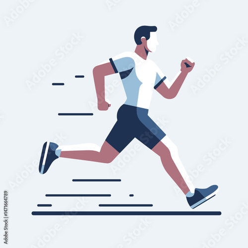 Dynamic Running Man in Motion - Modern Flat Illustration
