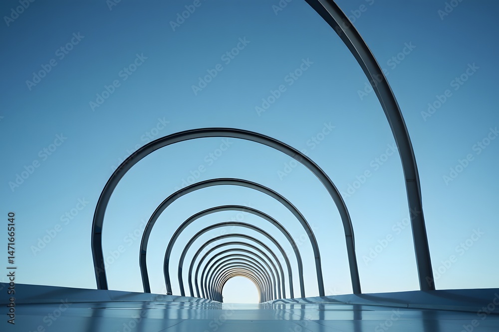 Fototapeta premium Abstract Metal Arcs Against Blue Sky