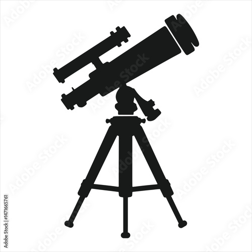 Celestial Gaze: Silhouette of a Stargazer's Telescope vector 