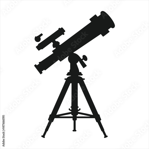 Celestial Gaze: Silhouette of a Stargazer's Telescope vector 