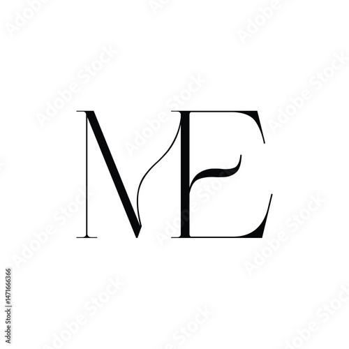 ME monogram logo design letter text name symbol monochrome logotype alphabet character simple logo