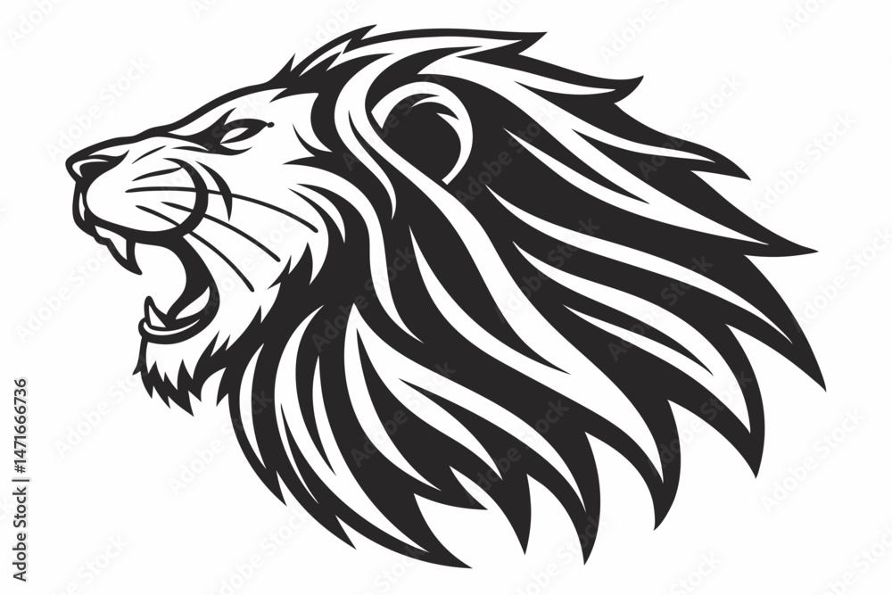 Obraz premium lion head logo sihouette black vector
