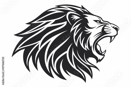 Wallpaper Mural lion head logo sihouette black vector Torontodigital.ca