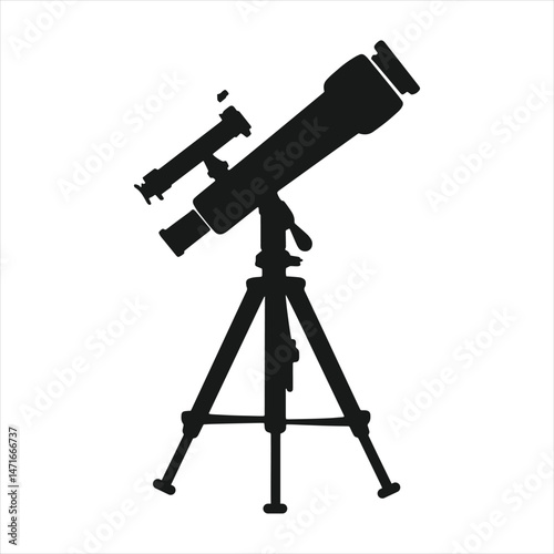 Celestial Gaze: Silhouette of a Stargazer's Telescope vector 
