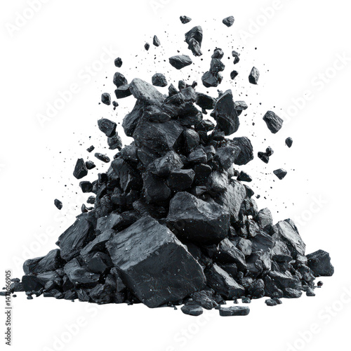 Coal pile Fuel with energy, and rock Isolated.
