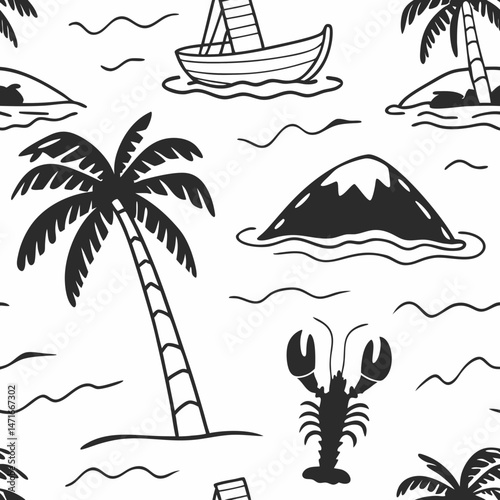 vector illustration of a tropical island
