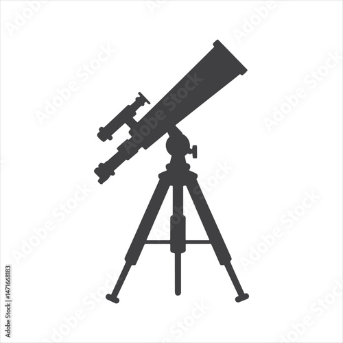 Celestial Gaze: Silhouette of a Stargazer's Telescope vector 