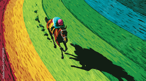競馬の迫力ある馬の足元のアングル、ベクターイラスト