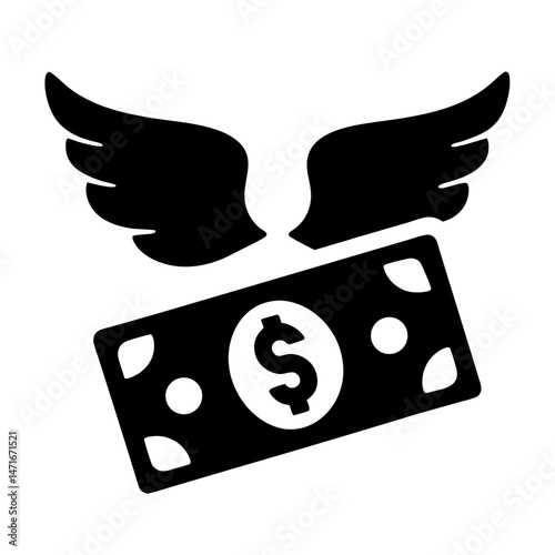 money with wings icon silhouette

