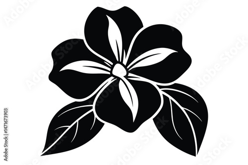 Floral elegance presents a black flower with leaves as a single element