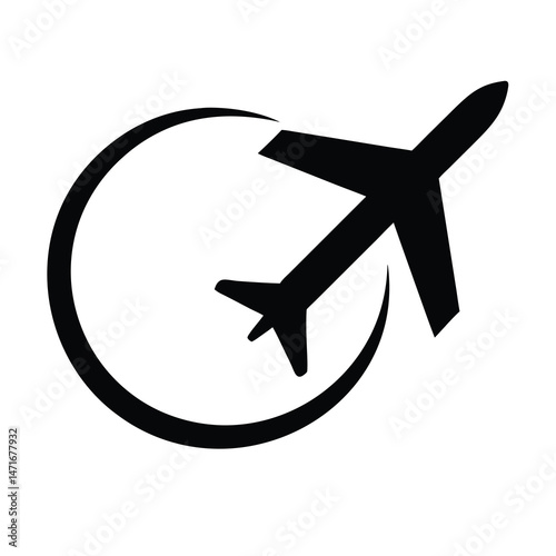 Plane circle maneuver logo icon design template vector 