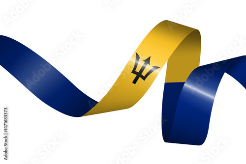 Set of flag ribbon with colors of Barbados for independence day celebration decoration