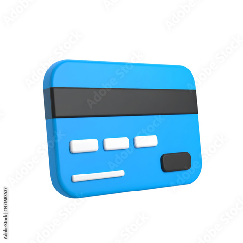 Obraz na płótnie Blue Credit Card Payment Method Isolated on Transparent Background Digital Finance w salonie