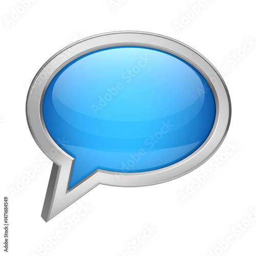 Obraz na płótnie Blue Speech Bubble Isolated on Transparent Background Communication and Social Media Concept w salonie