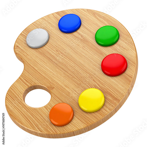Artist Palette with Colorful Paint Colors Isolated Art Concept Design Element