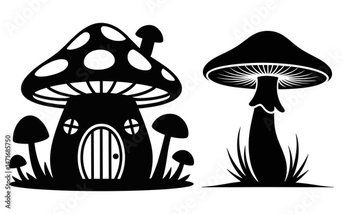 Mushroom vector design, vector illustration,  Mushroom design, silhouette style.
