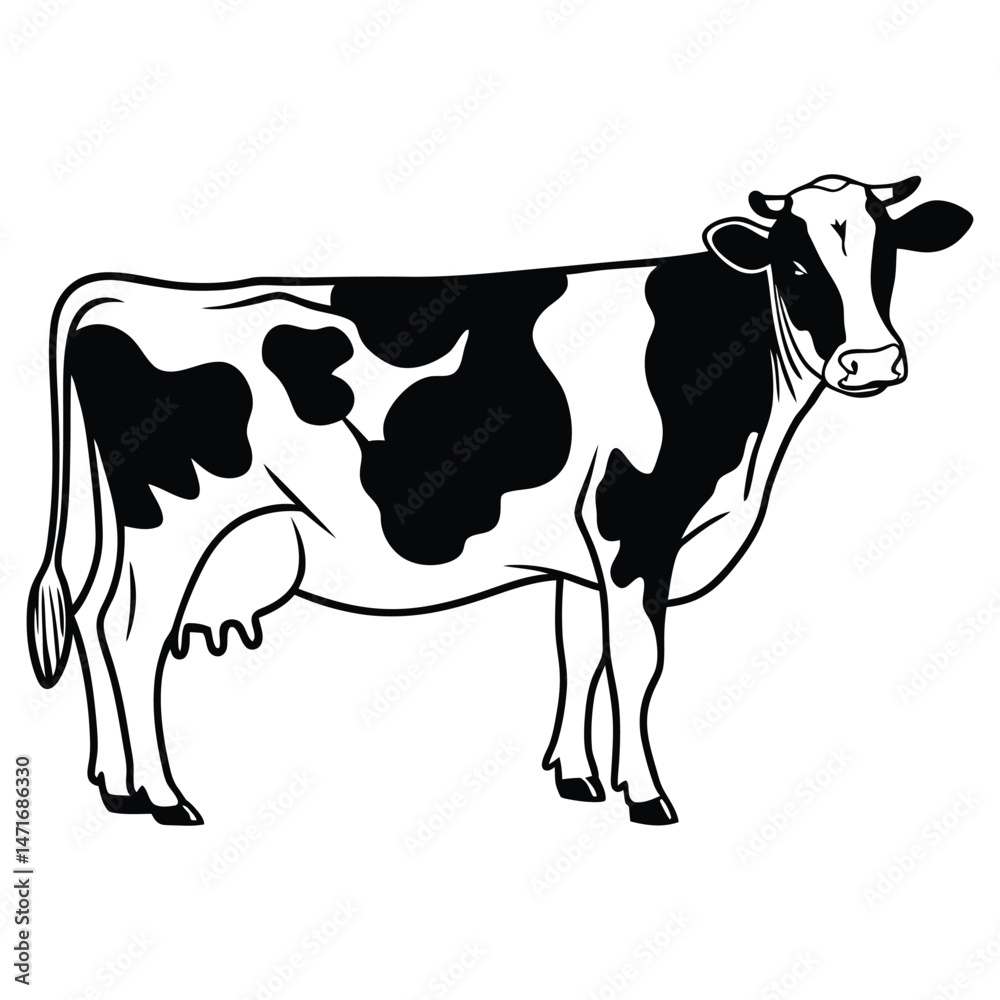 Fototapeta premium Cartoon Cow Illustration on White Background
